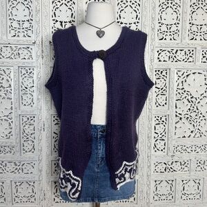 Vintage Purple Eggplant Flyaway Single Button Sweater Vest Sz XL